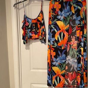 Shorts with a cover up and halter top